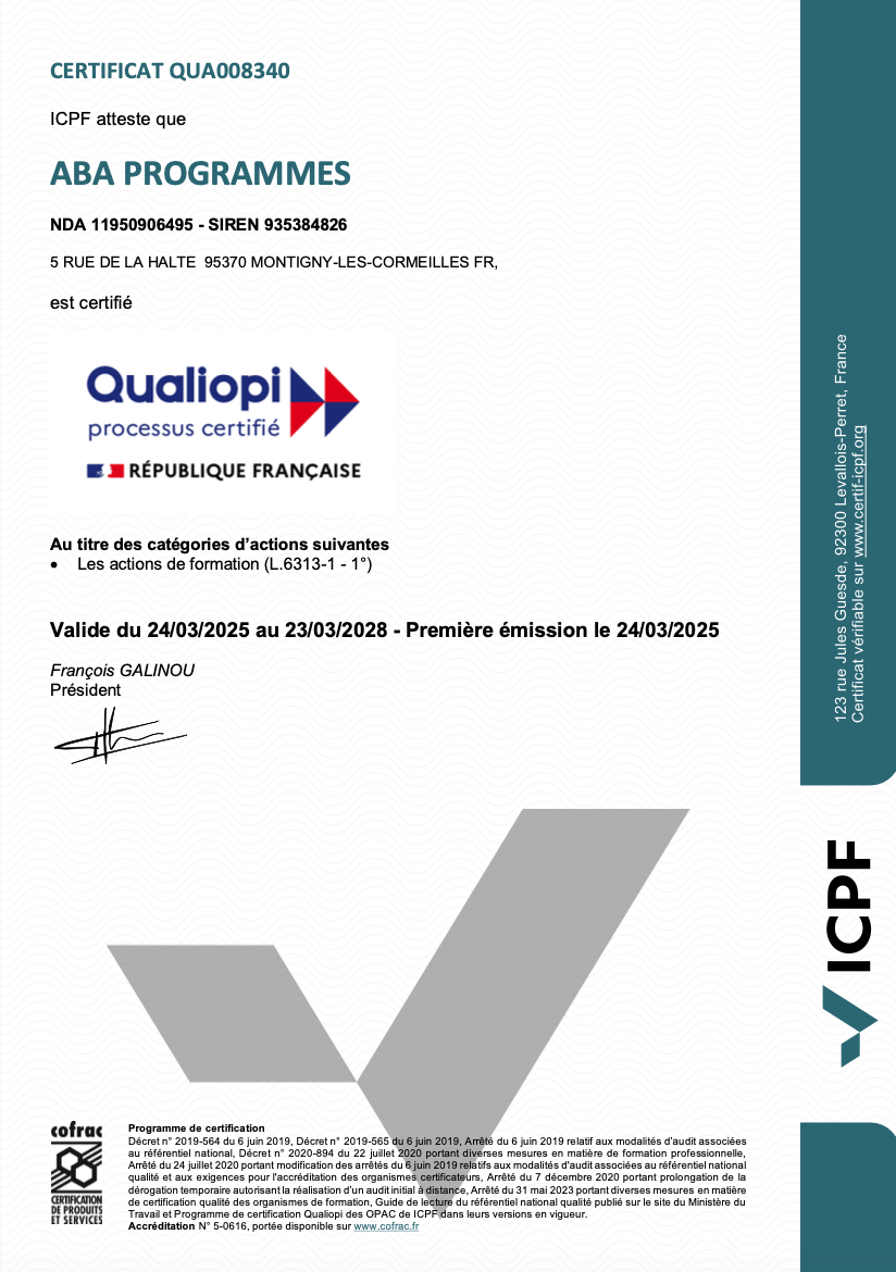 certificat qualiopi aba programmes